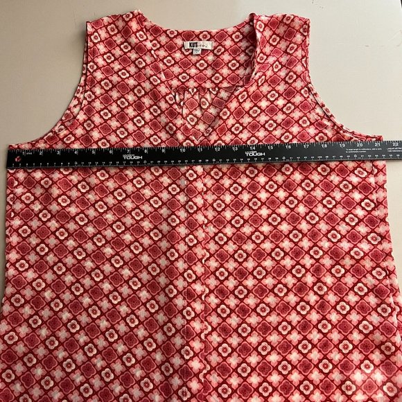 Kut From The Kloth Top Womens Large Floral Geo Button Up Sleeveless V-Neck Sheer - Picture 8 of 13